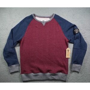 Vissla Sweatshirt Mens Size Large Red Blue Pullover Fleece Crew Neck Stretch NWT